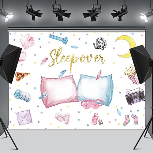 Miniatura 2 de LIGHTINHOME Sleepover - Telón de fondo de fiesta para niñas de 7 pulgadas de ancho x 5 pulgadas de alto, almohada de pijama rosa para mujer, linda
