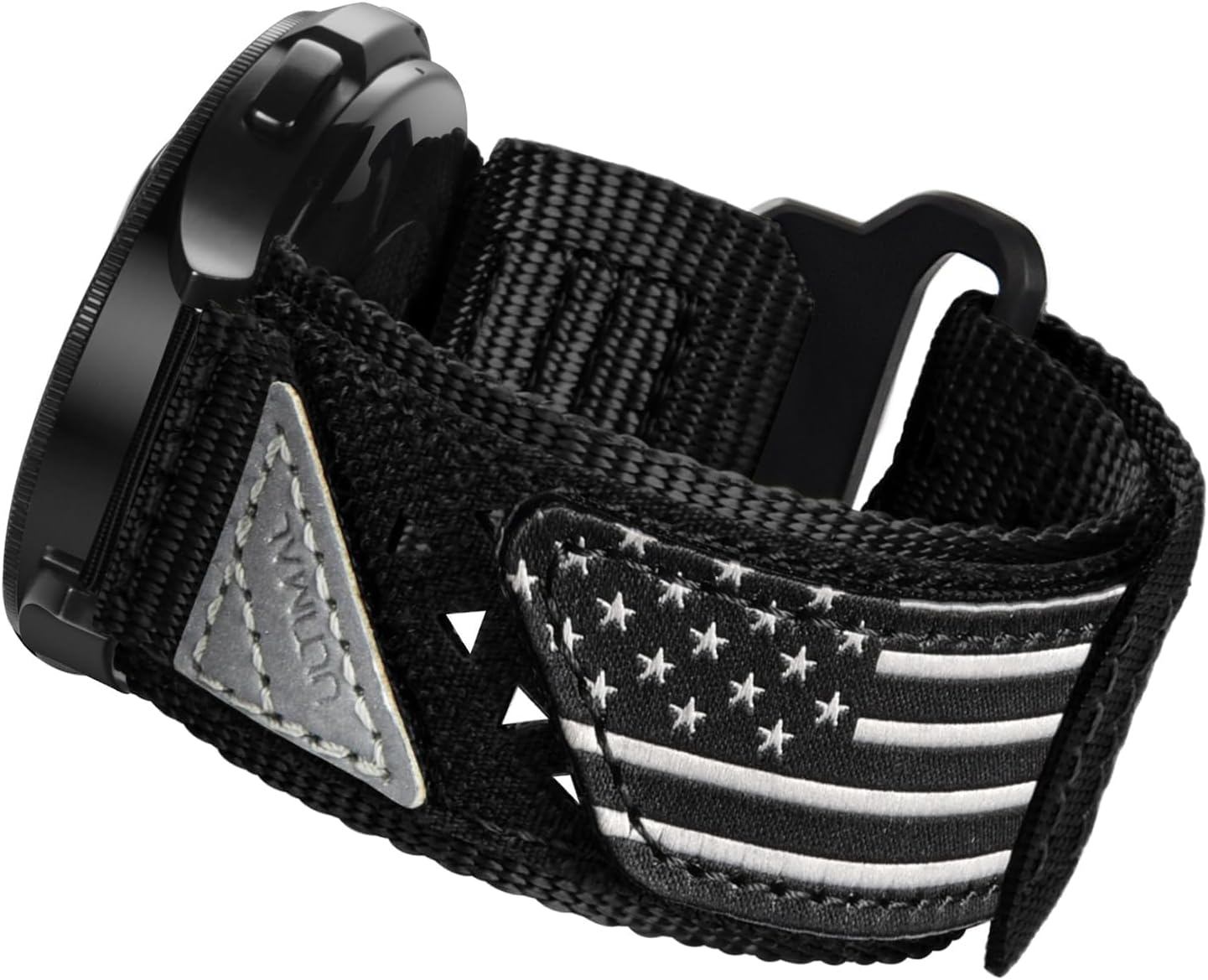 ULTIMAL Band Compatible with Samsung Galaxy Watch 7 6 5 4 40mm 44mm/ Galaxy Watch 6 4 3 Classic/Galaxy Watch 5 Pro 45mm/Active 2, 20mm Nylon Adjustable Strap for Men Women((BLACK USA FLAG, XL)