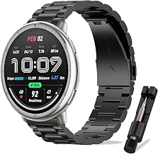 Metal Strap Compatible with Amazfit Active 2/Active/Active 3 Premium/GTS 4/GTS 3/GTS 2/GTS/Garmin Vivoactive 5, 20mm Adjustable Stainless Steel Replacement Wristbands for Men and Women.