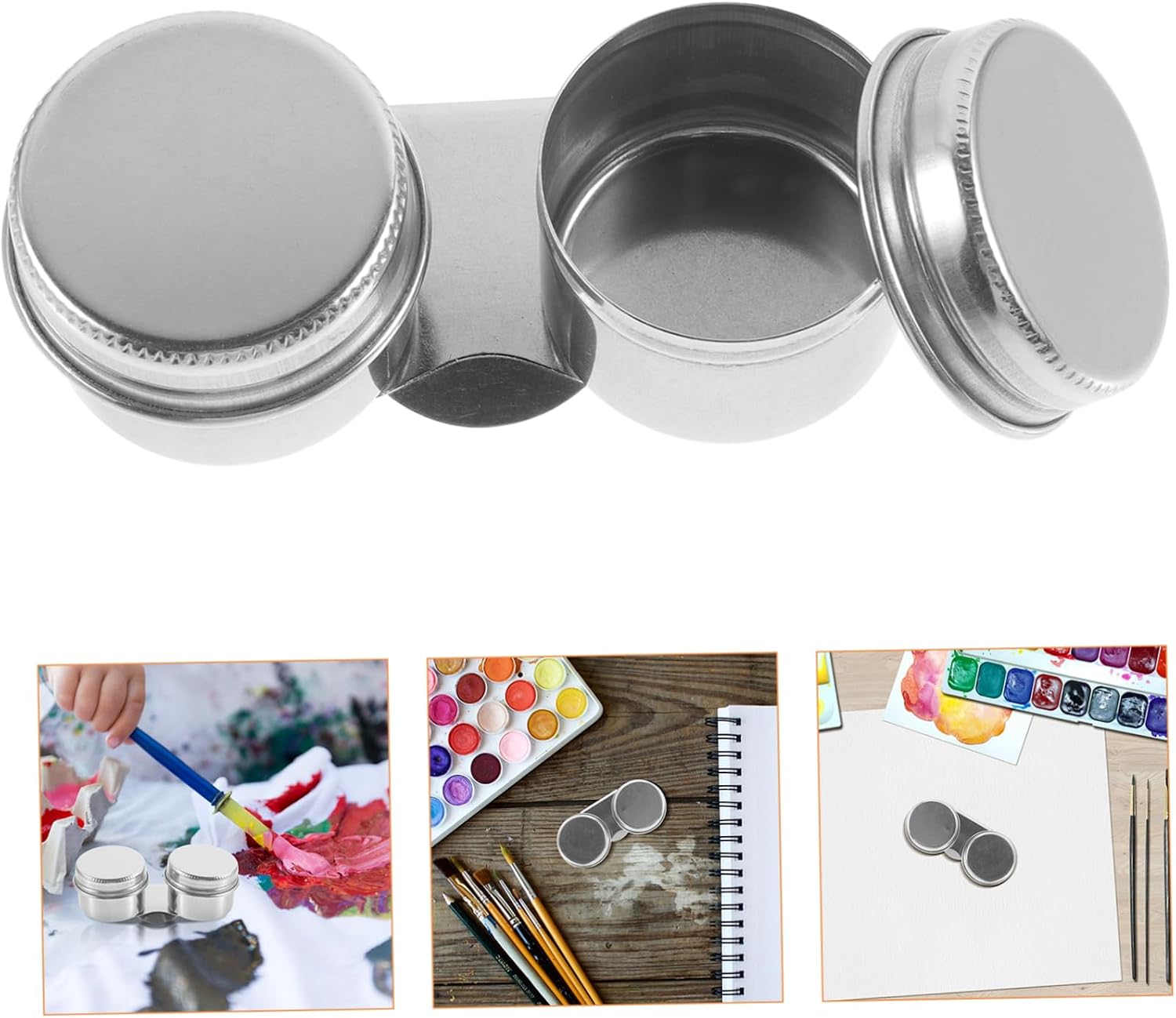 KONTONTY Stainless Steel Oil Palette Cup Double Pot Containers Condiment Containers Oil Can Spout
