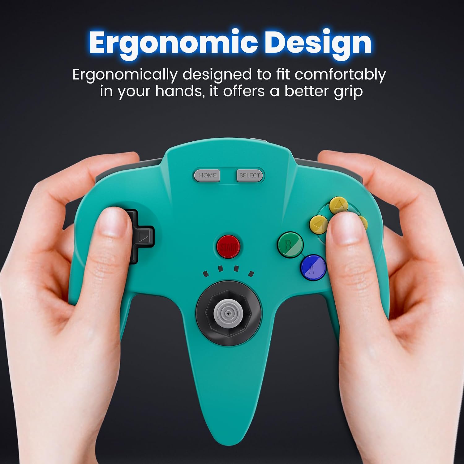 2 Pack Wireless N64 Controller Made for Switch 1 & 2, N64 Console, Wireless 2.4 GHz Receivers Compatible with Switch Online, Windows PC, macOS (Built-in Vibration) (Rechargeable) Cyan/Clear Red