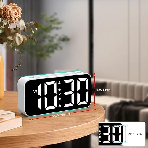 Miniatura 6 de Topski Reloj despertador ruidoso para dormitorios que duermen pesados, reloj digital con luz nocturna, pantalla grande, alarma doble, repetición,