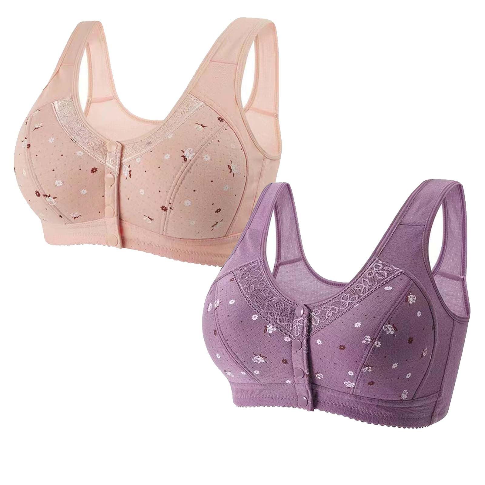 Everyday Bras pack Women Front Close Snap Builtup Sports Push Up Wire Free Bras Daisy Bra Older Women Large Si