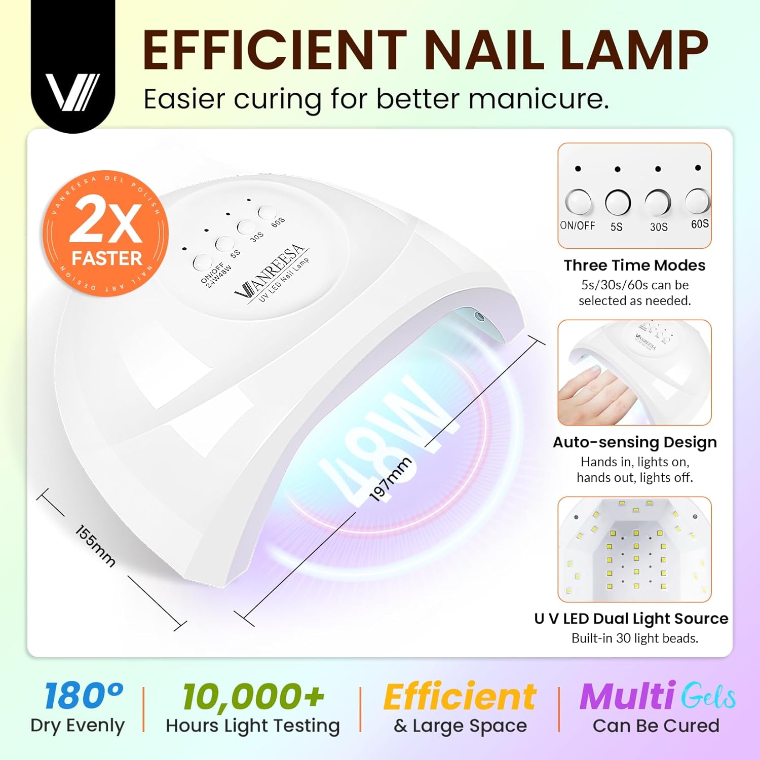 VANREESA Gel Nail Polish Kit with U V Light 74 Pcs Gel Polish Nail Set 56 All Seasons Colors Nail Polish Set + Base and 4 Effects Top Coat with Manicure Tools Complete Nail Kit Gifts for Women - Image 8