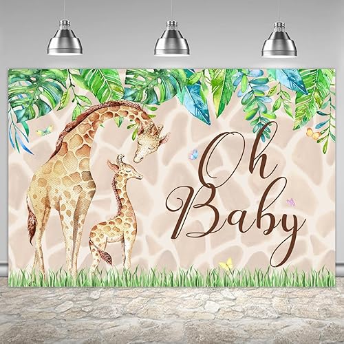 Lofaris Telón de fondo de jirafa para baby shower, hojas verdes, safari, selva, niña, niño, nacimiento, mamá e hijo, decoraciones de fiesta de disponible en Yaxa Colombia