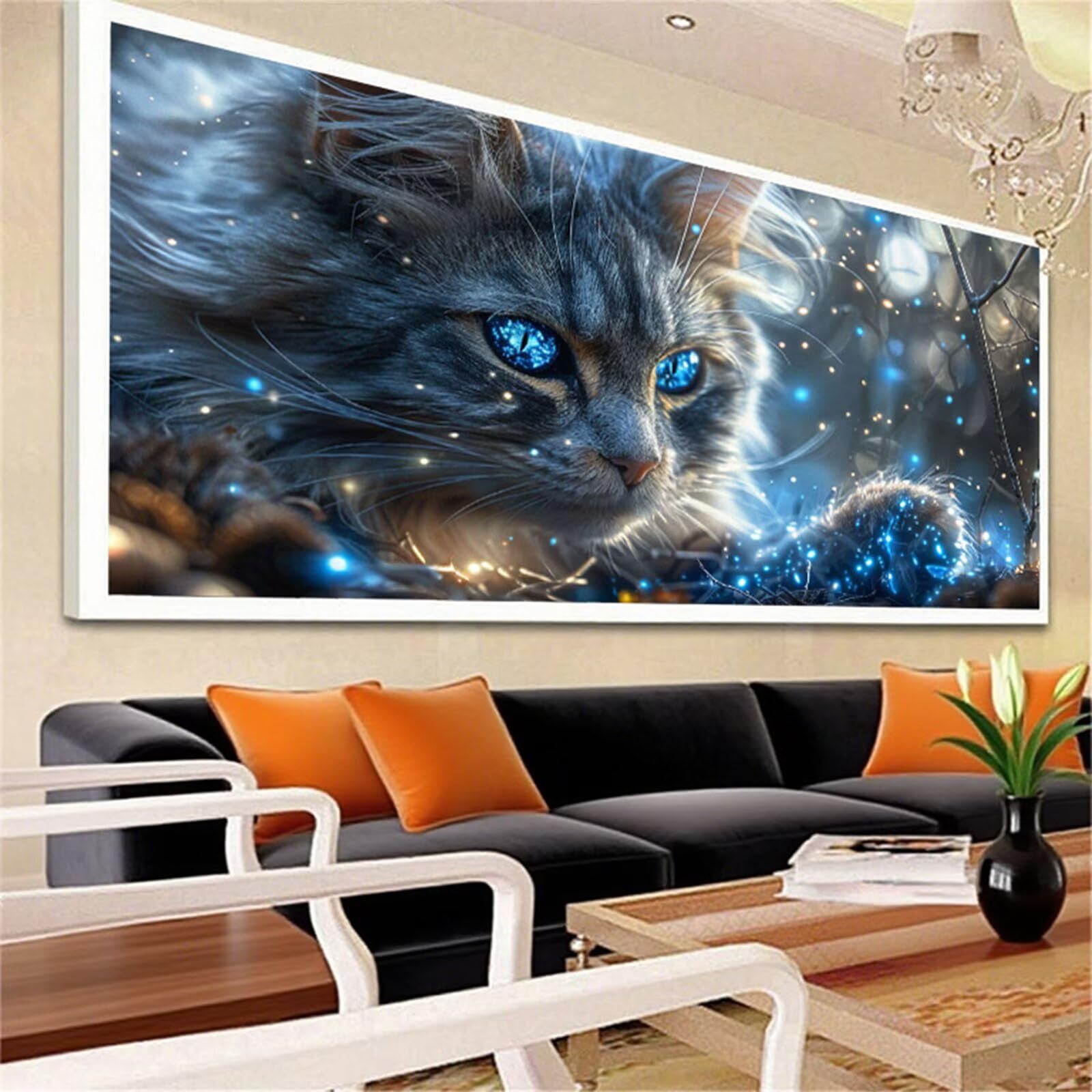 Diament Malarstwo Kot Diamentowy Obraz Dorosły, 5D Kreskówki Diamentowe Zwierzęta Obrazy Diamentowe, 100 x 200 cm Diament Sztuka Haft Ścieg Krzyżowy Puzzle Rzemiosło Dziewczyna, Dekoracja Ścienna Dom