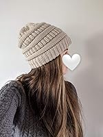 Vista 55 de FURTALK Gorros de invierno para mujer, con forro polar, gorro de punto holgado y cálido, gorro de esquí Gris claro