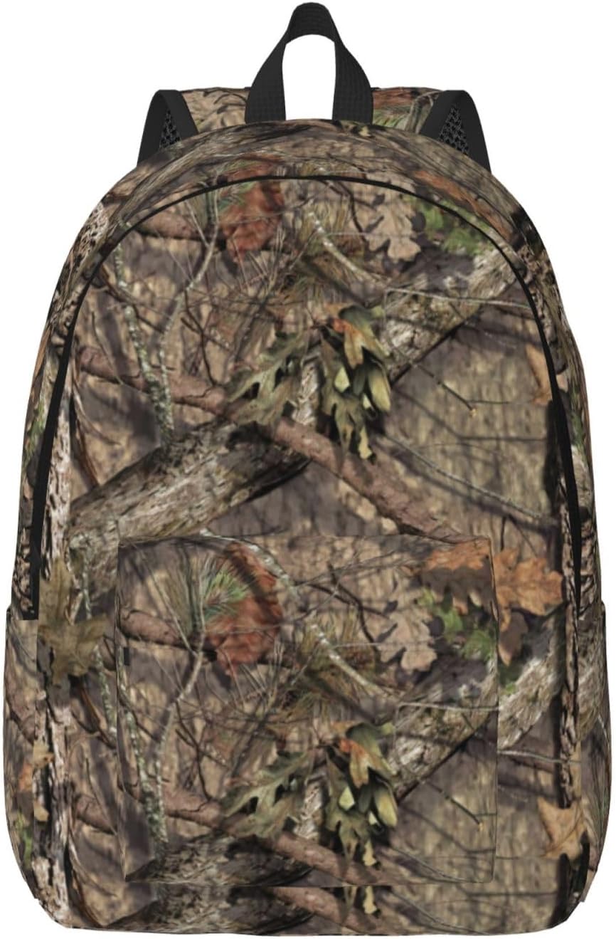 Camo Hunting Forest Camouflage Backpack for Girls Boys Women Lightweight Canvas Bookbag Casual Daypack for Travel Outdoor Camping, 17 Inch