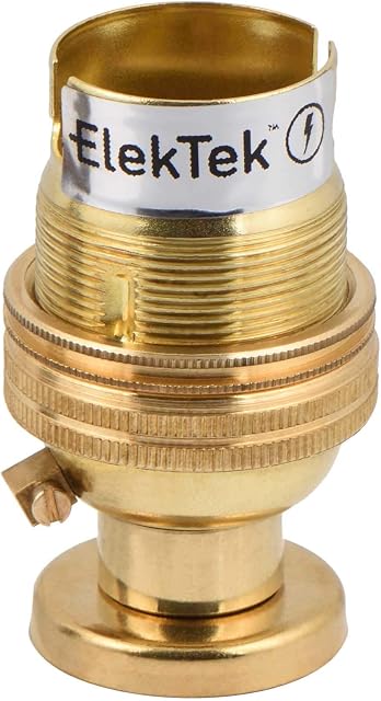 ElekTek Lamp Holder Unswitched Bayonet Cap B22 with Back Plate Cover and Screws Brass