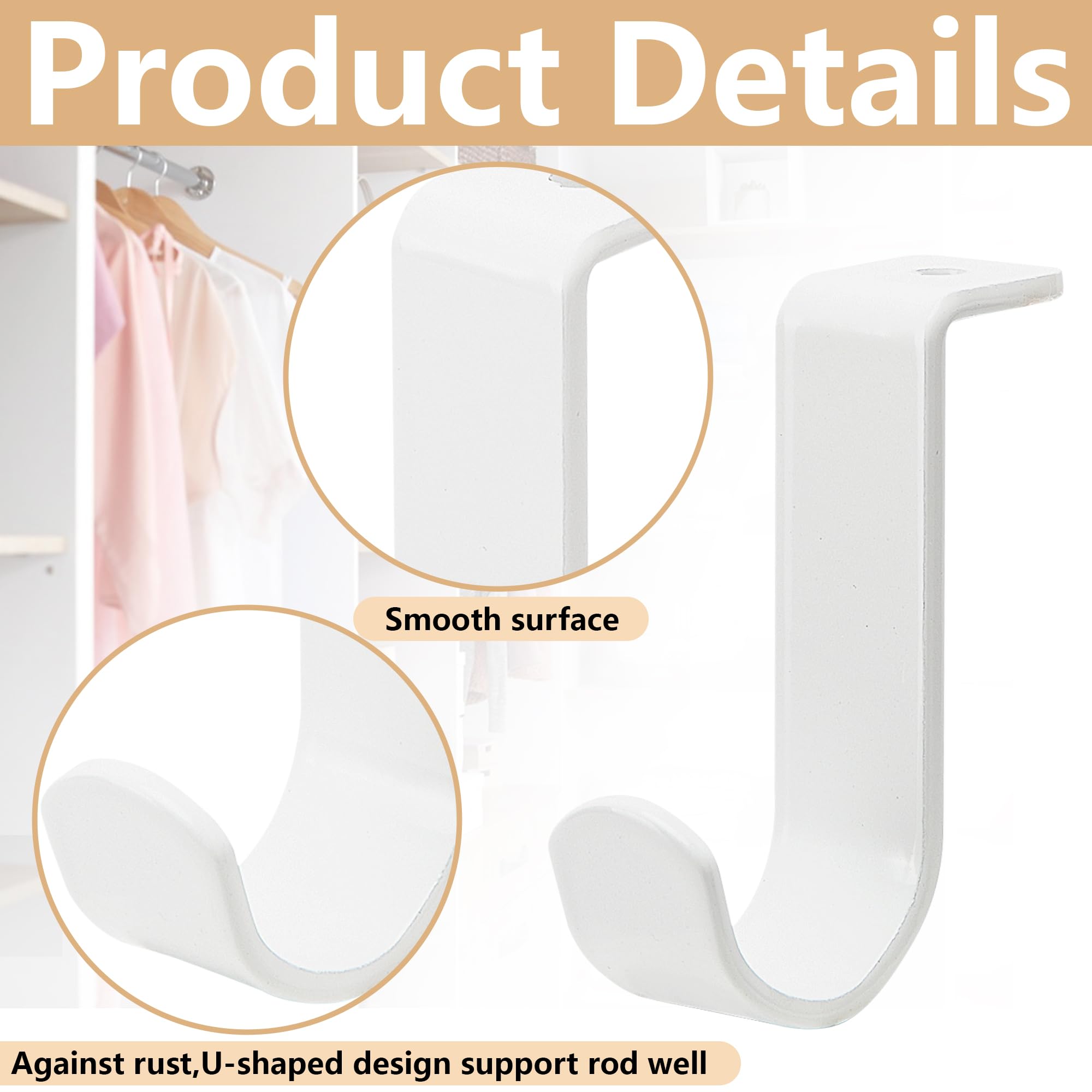 Lot De 6 Supports De Tringle De Placard En Acier Inoxydable