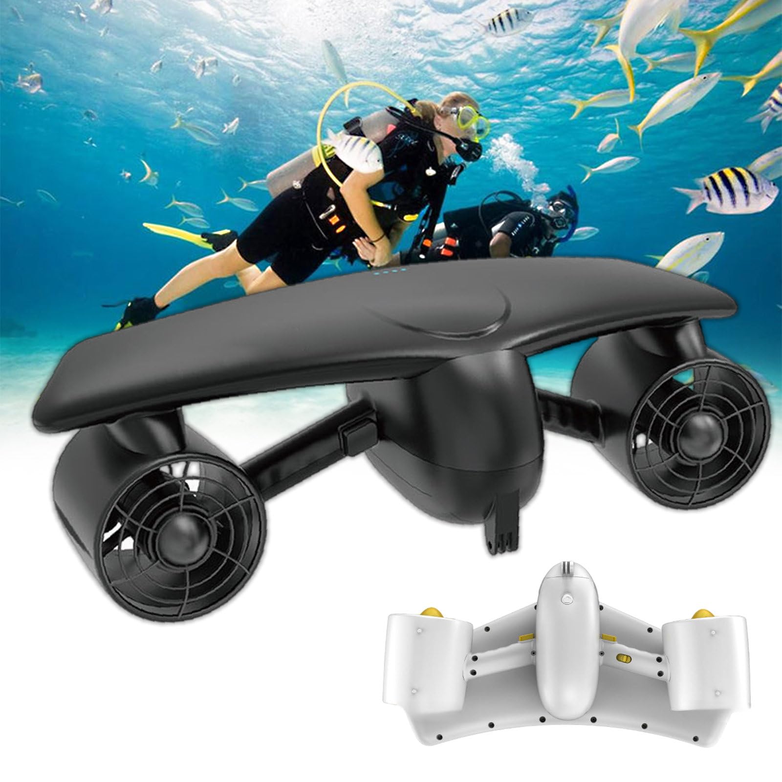 WDSOPK Electric Underwater Scooter, Sea Scooter, Submarine Glider Scuba Diving, 600w Dual Motors, 0.8m/S/&1.8m/S Speed Adjustment (Black)
