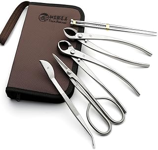 TianBonsai Bonsai Tools 5-Piece Alloy Steel Bonsai tool Kit In Cluding 210mm Long Handle Scissors / 205mm Branch Cutter / 205mm Knob Cutter / 200mm Straight Root Hook / Tweezers (NBK5-01)