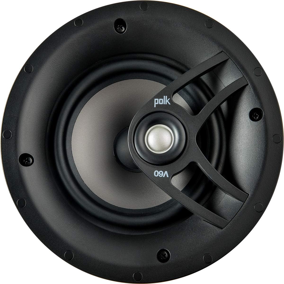 Polk Audio V60 in-Ceiling Speaker (Single), 6.5 Inch Speaker Ideal for All Rooms, Including Damp and Humid Bathroom, Kitchen or Utility Areas, Easy Installation, (Black, Paintable Grille)