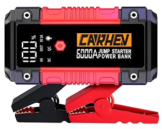 CARHEV 6000A Jump Starter Power Pack, Car Battery Booster Jump Starter (up to 10.0L Gas or 10.0L Diesel Engine), 12V Car Starter Power Bank with USB QC 3.0, Jump Pack With DC Output - Amazon product rated Grade A
