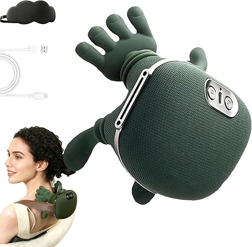 Masajeador de cuello portátil 4D, masajeador de hombros y cuello con correa de arena para manos, masajeador inalámbrico de espalda de manos reales