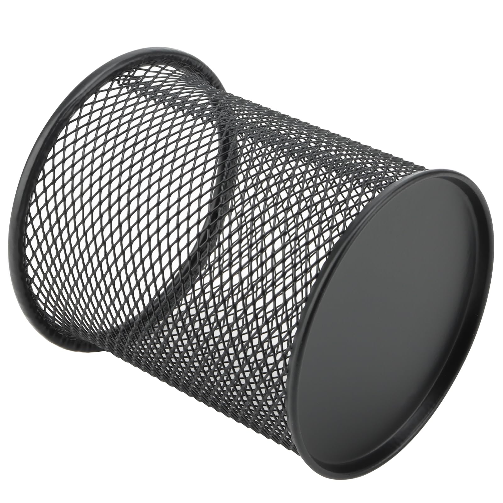 MOUYAT 24 Stück 9 x 10 cm (D x H) Metall Stiftehalter, schwarzes Netz, Stiftehalter, runder Stiftehalter, Schreibtisch-Organizer, Stiftebecher, Bleistifttöpfe für Zuhause, Büro, Stifteorganisation,