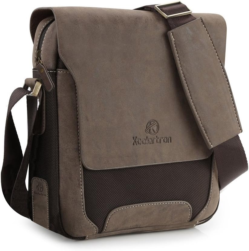Koolertron Man Shoulder Bag, Leather Soft PU Leather Cross Body Canvas Satchel Bags Magnetic Buckle Genuine/Faux/Fake Leather Messenger Galaxy Note Kindle iPad Bag