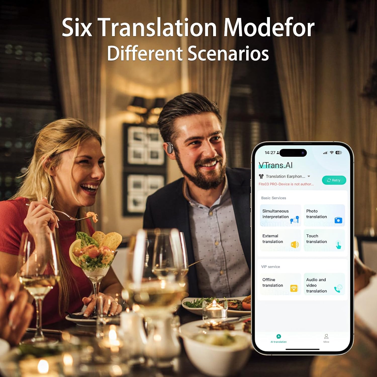 AI Translator Earbuds, Translation Earbuds Real Time,Translating Headphones,Audifonos traductores inglés español, Language Translators，Fit iOS and Android, for Travel Learning,Black