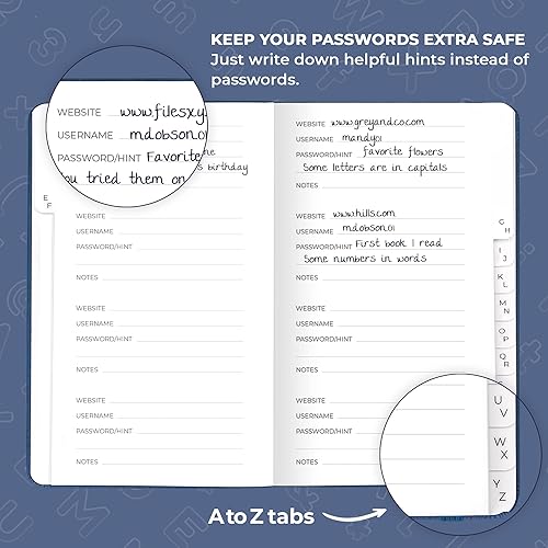 Miniatura 3 de Clever Fox Libro de contraseñas de segunda edición pequeño  Guardián de contraseñas de bolsillo con pestañas alfabéticas  Cuaderno de direcciones de