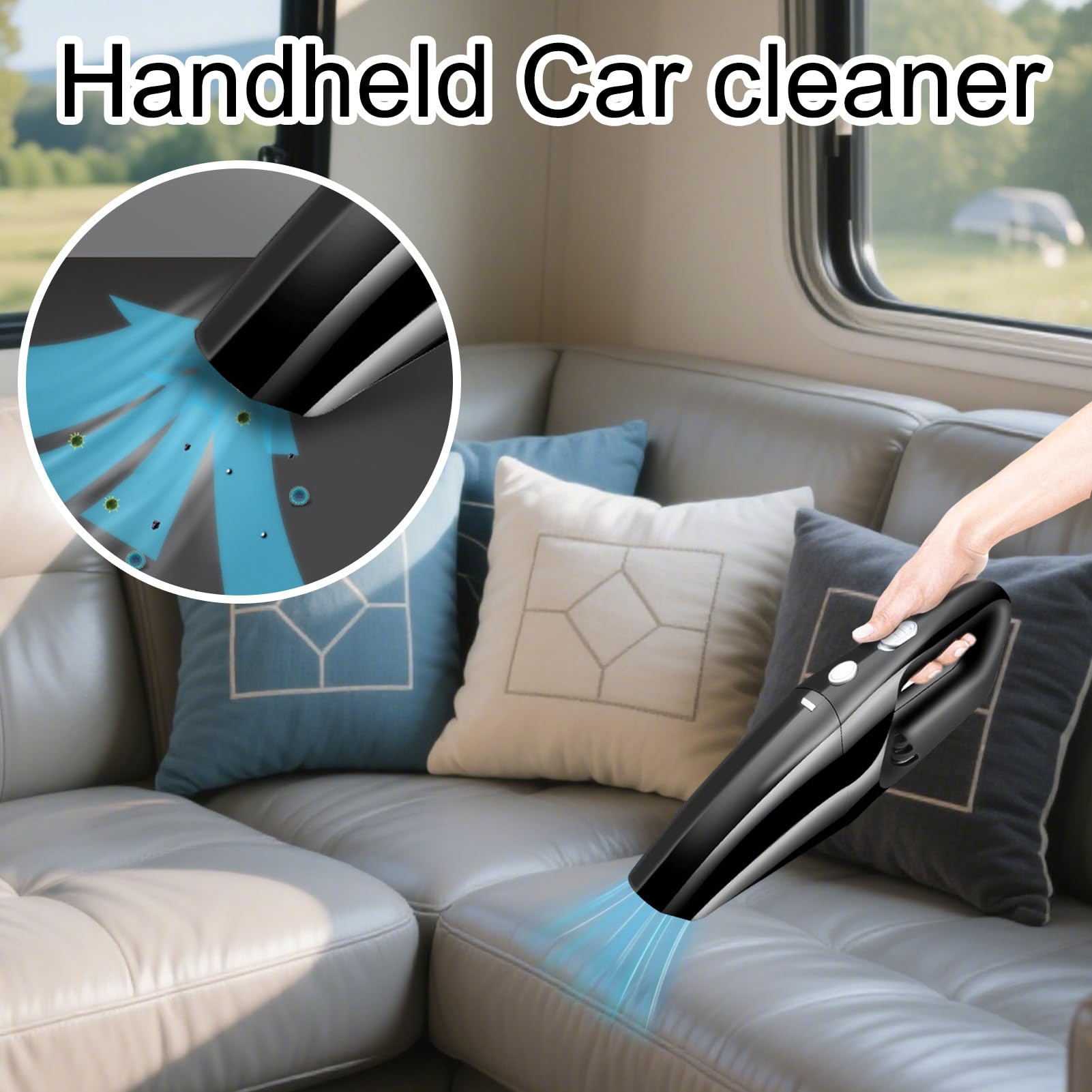 Genérico Car Vacuum, Electric Air Duster, Portable Blower, Cordless Automobile Recargable Detailing Noise Reduction Quick Cleanup for Kitchen Vehicle Computer Desktop, 11,81 x 3,54 x 2,36 pulgadas