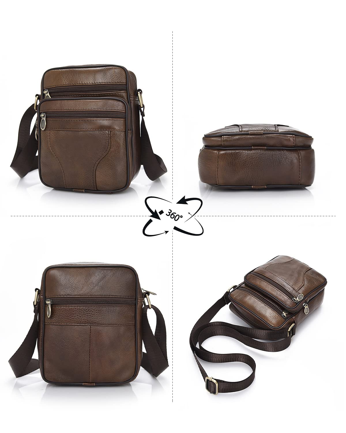 Bandoleras Hombre Piel Cuero,Bolso Bandolera de Piel Auténtica,Bolsas de Mensajero de Negocios Vintage,Bolso de Mano