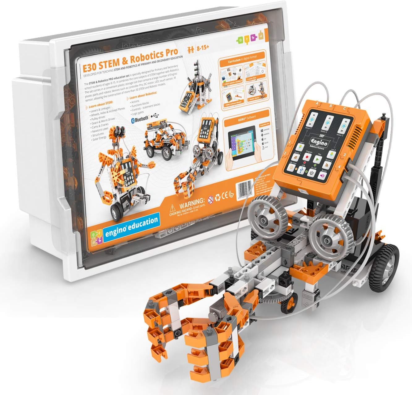 Engino - Classroom & Makerspace Solutions | Middle School Stem & Robotics Pro | Coding - Learning & Building Activities (Lesson Plans) | Perfect for Home Learning, Single Set (E30)
