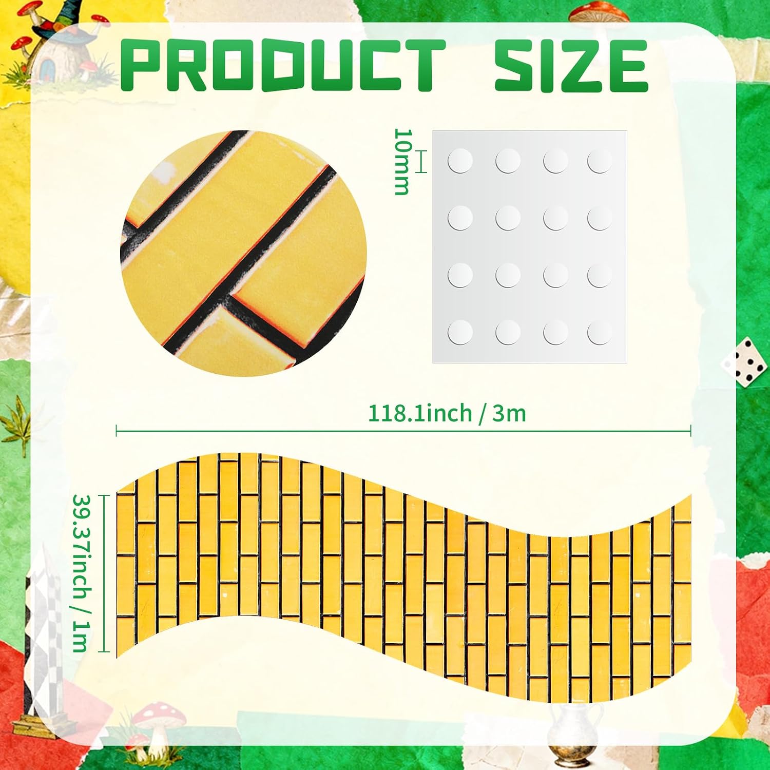 Tinideya Yellow Brick Party Decoration 118 x 39 Aisle Runner Carpet for Wizard Decorations Baby Shower Tea Party Backdrop