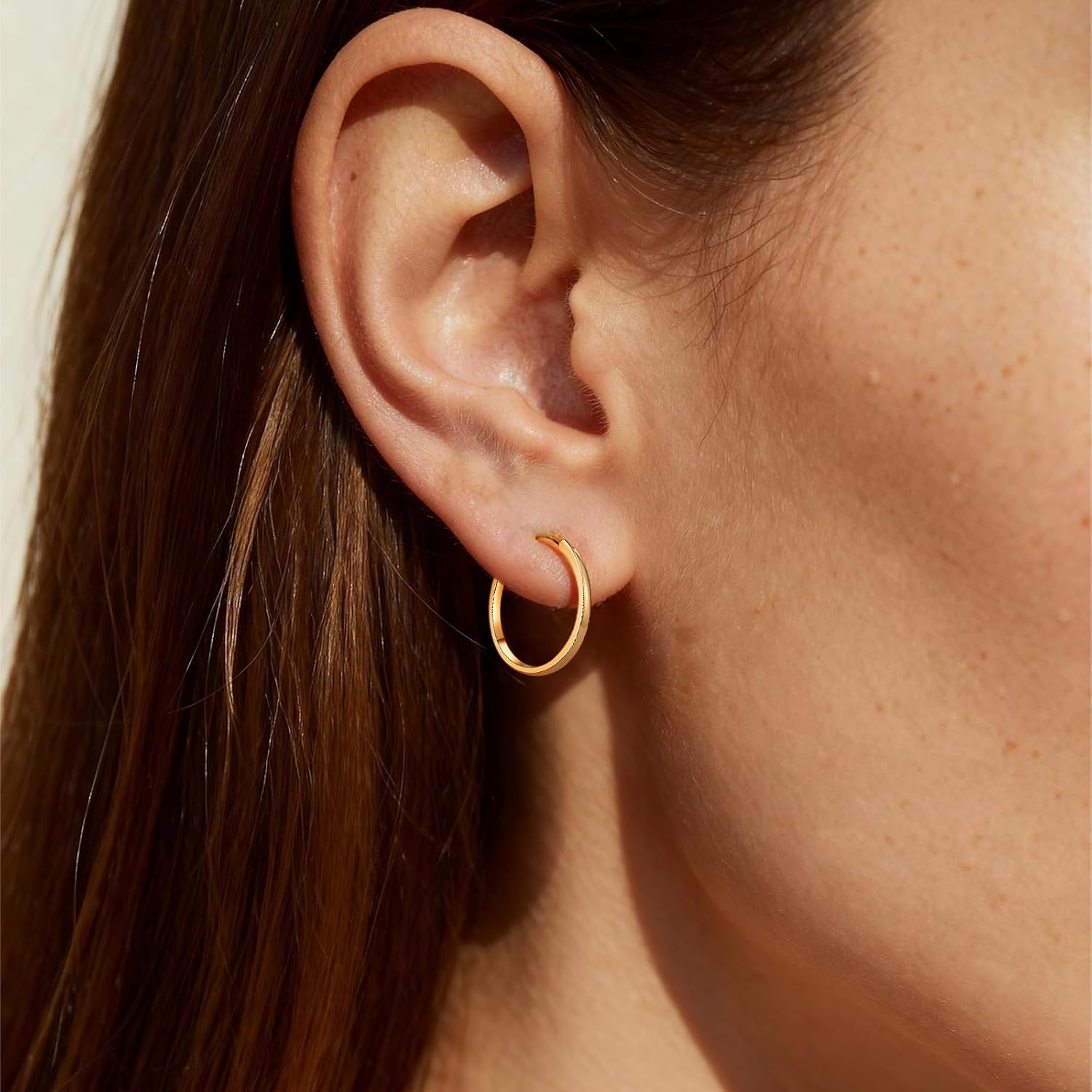 14K Gold Hoop Earrings for Women Lightweight Hypoallergenic Everyday Huggie Hoops 20mm 25mm 30mm - Image 5