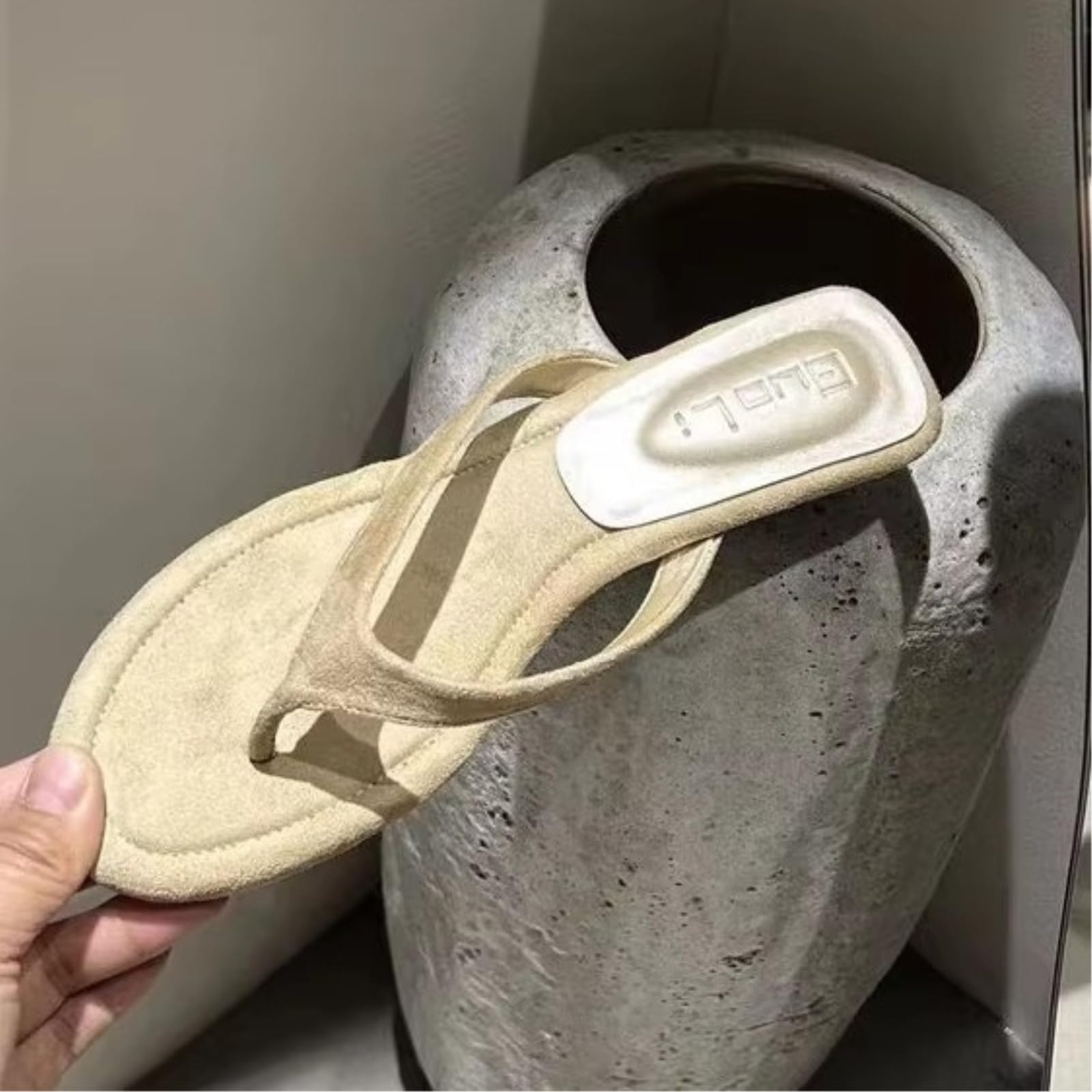Pantofole da donna infradito con zeppa francese, scarpe estive con plateau, sandali infradito in stile elegante, suola morbida antiscivolo casual per passeggiate all'aperto