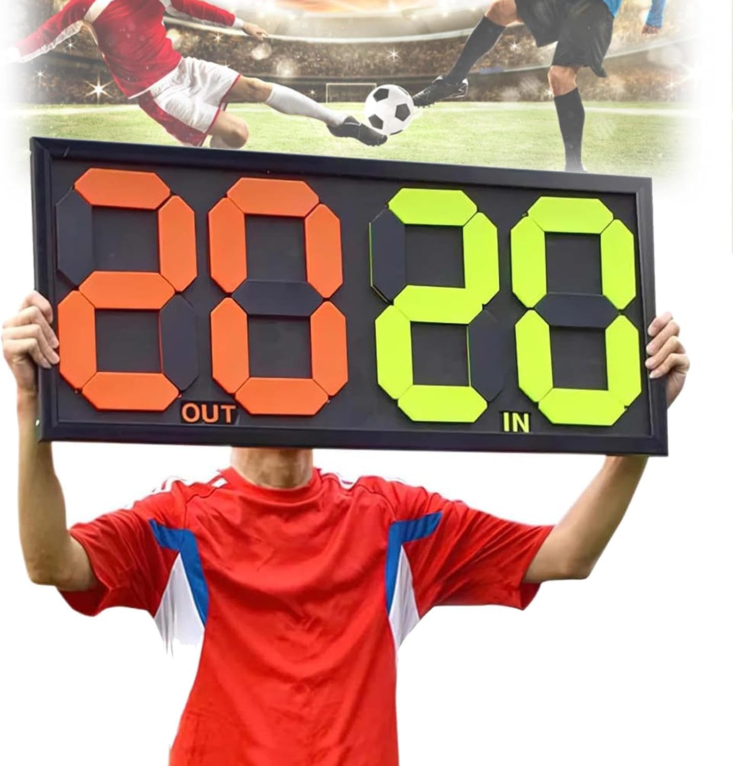 tragbar Wechseltafel for Fußballspieler mit 4-stelliger Anzeige auf beiden Seiten for Wechseln der Spieler und zur Anzeige der Verlängerung in jedem Mannschaftssport Klein