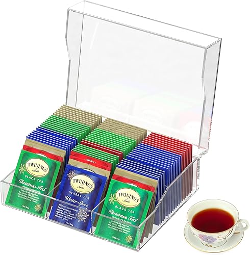 Miniatura 4 de Fitrace - Organizador de bolsas de té 6 compartimentos soporte acrílico para bolsas de té con tapa