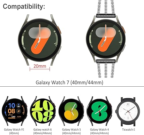 Miniatura 2 de Surace Galaxy Watch 40mm Correa con enlaces de diamantes brillantes para mujer - Negro