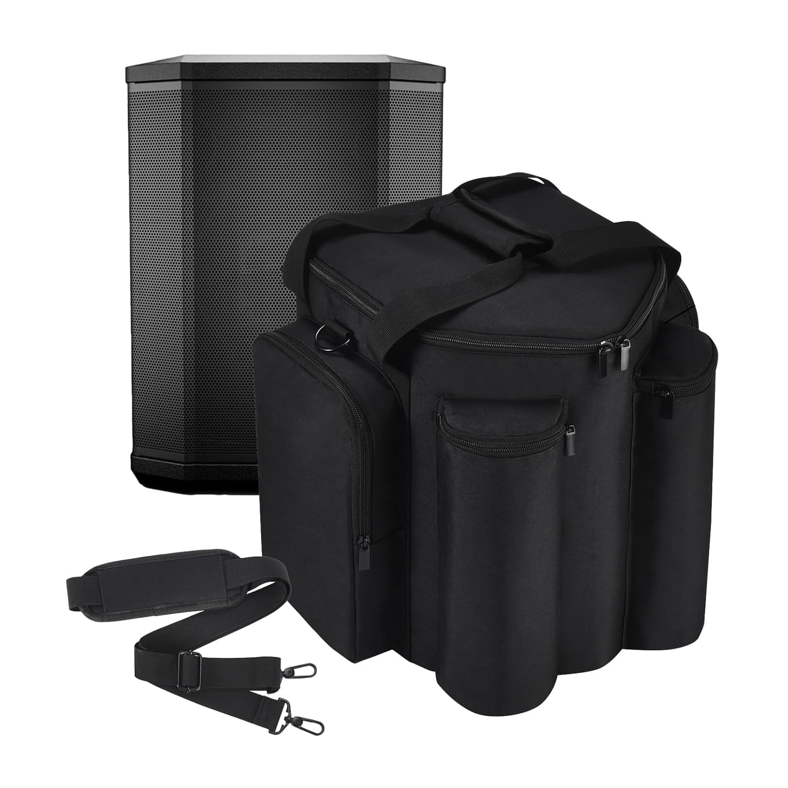 Housse pour Bose S1 Pro/S1 Pro+ Portable Bluetooth système de Haut-parleurs, S1 Pro étui de Transport Voyage, Sac à bandoulière avec Poches supplémentaires pour Microphone (Noir)