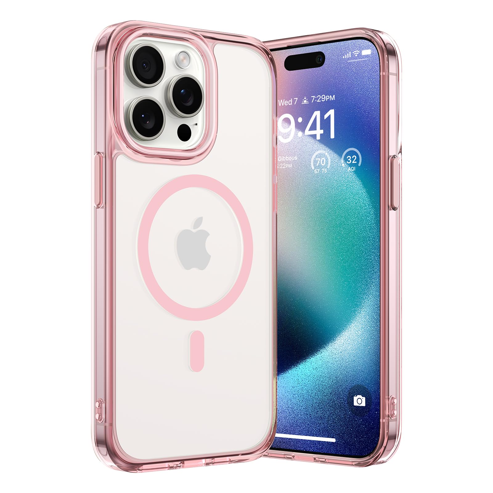 TORRAS for iPhone 15 Pro Case with MagSafe, 12FT Military Grade Shockproof, 20W Safe & Fast Charging, Titanium Action Button, Magnetic Protective for iPhone 15 Pro Cover, Light Pink