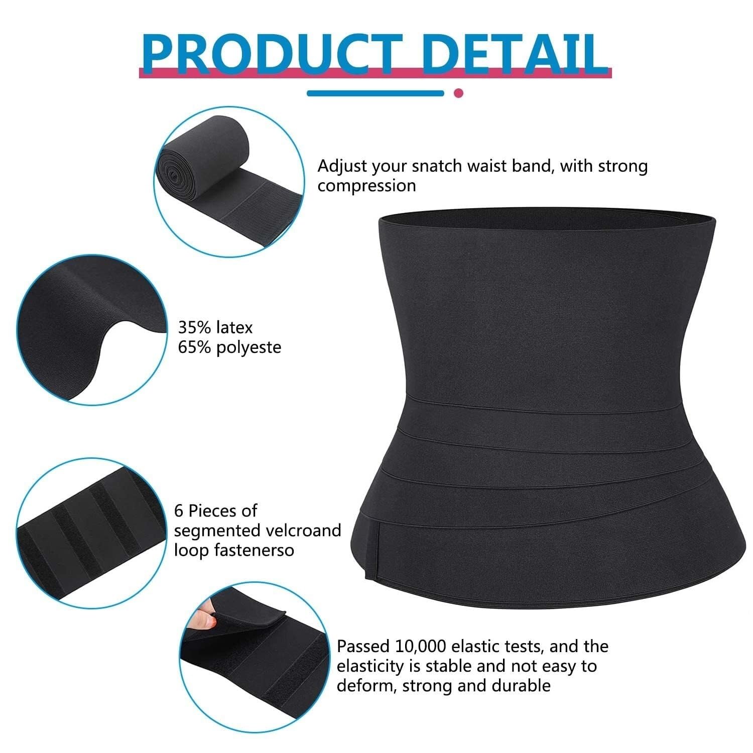 Fascia Lombare Schiena Cintura Dimagrante Shapewear Body Shaper Guaine Sportive Fascia per La Vita Postpartum per Pancia Regolabile Ergonomico Elastica(4 Meters)