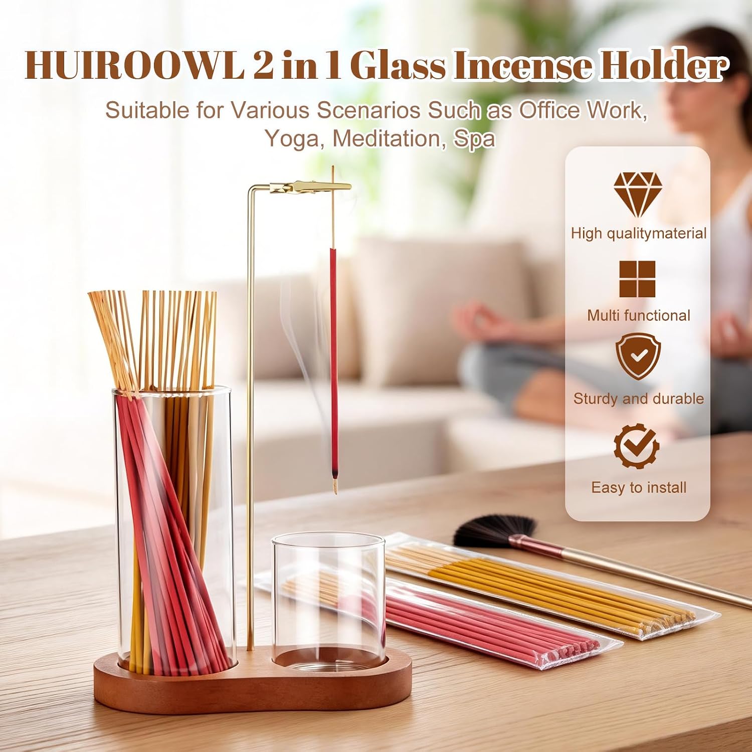 2 in 1 Glass Incense Holder for Sticks