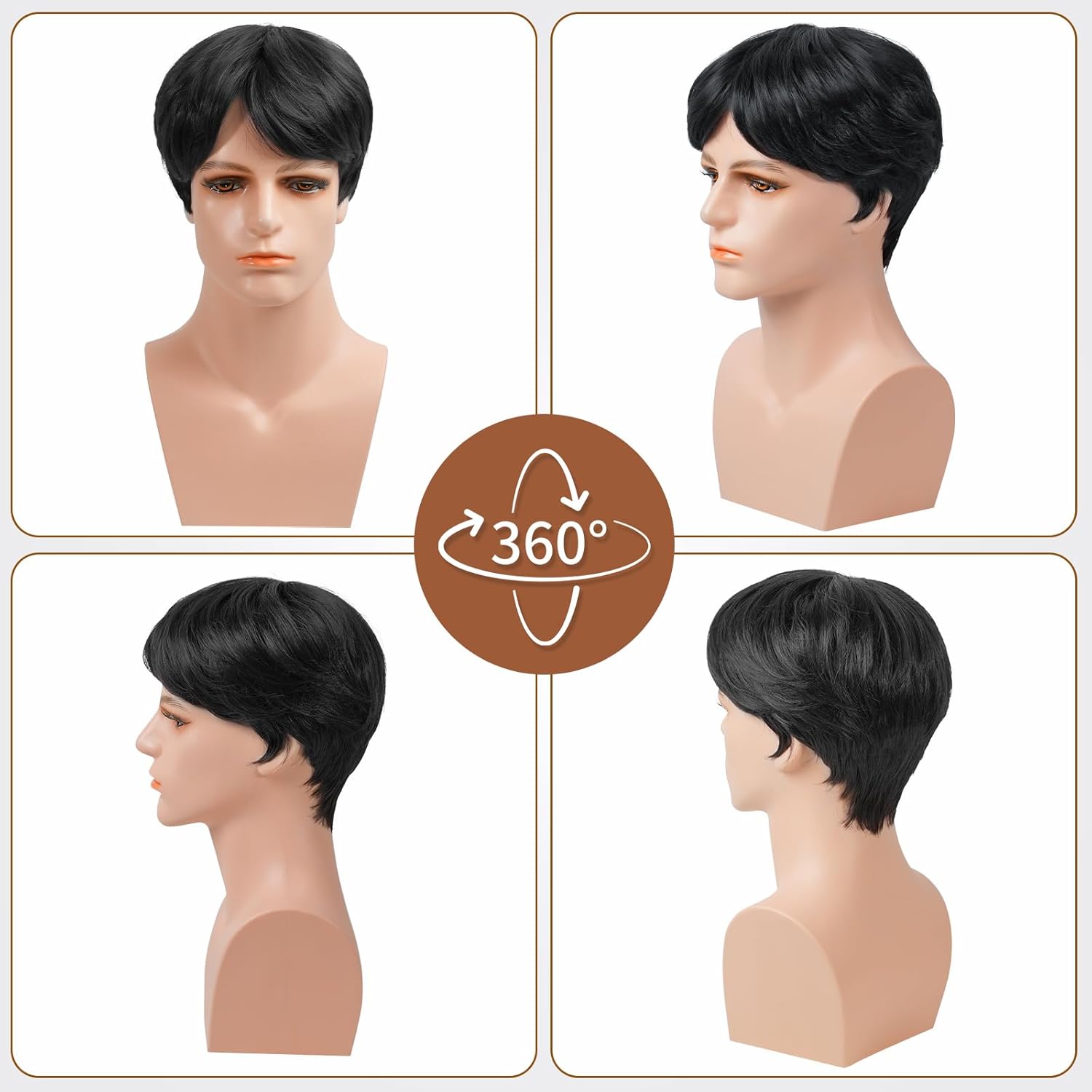 Short Wig for Man, Natural Handsome Wigs for Men,Fluffy & Realistic Toupee Male hair, Synthetic Wigs for Costume, Cosplay (Black) - Image 4