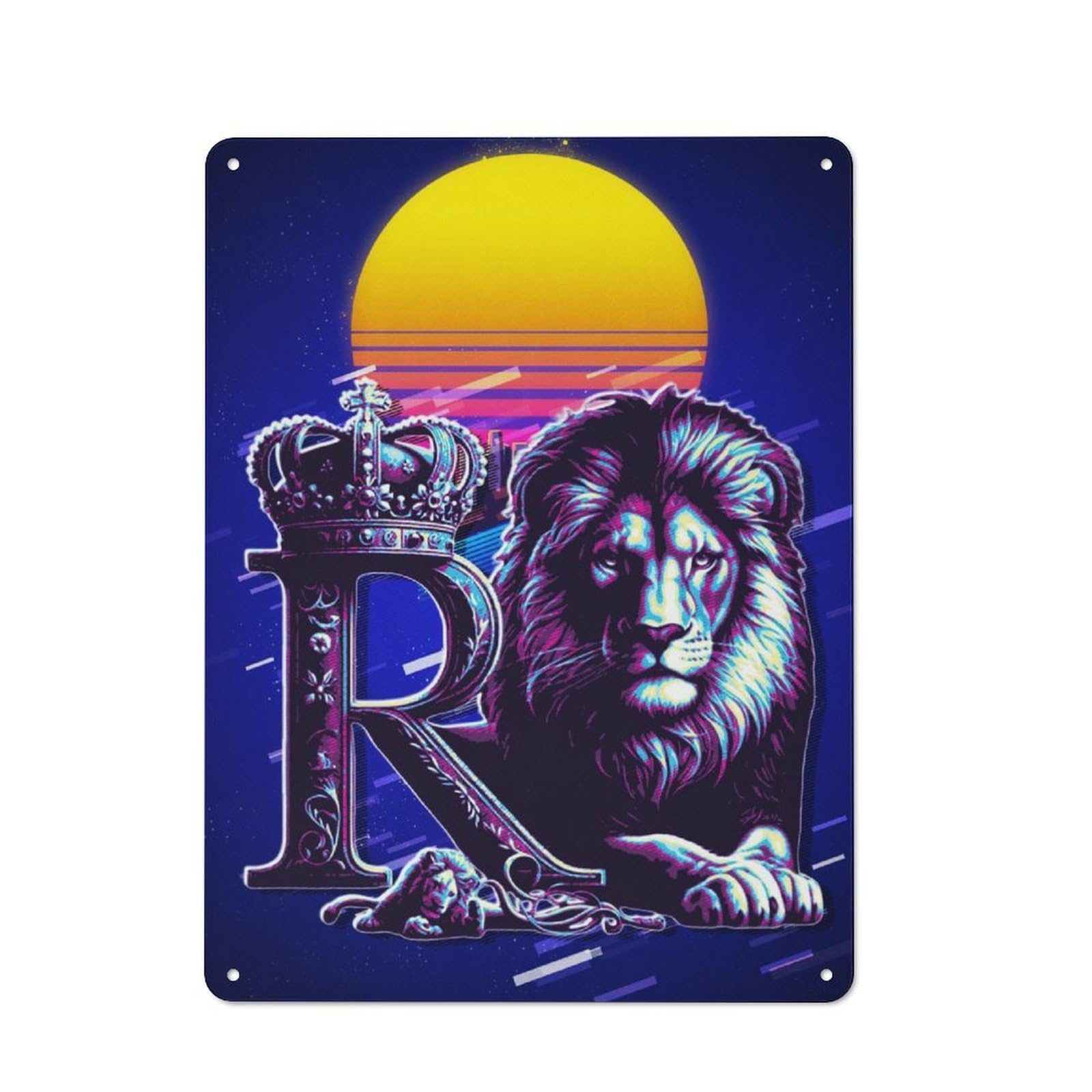 Junmoney Lion Retro Art Retro Tin Wall Plaque 40X30cm For Dining Room Or Kitchen, For Home Decor Collectors