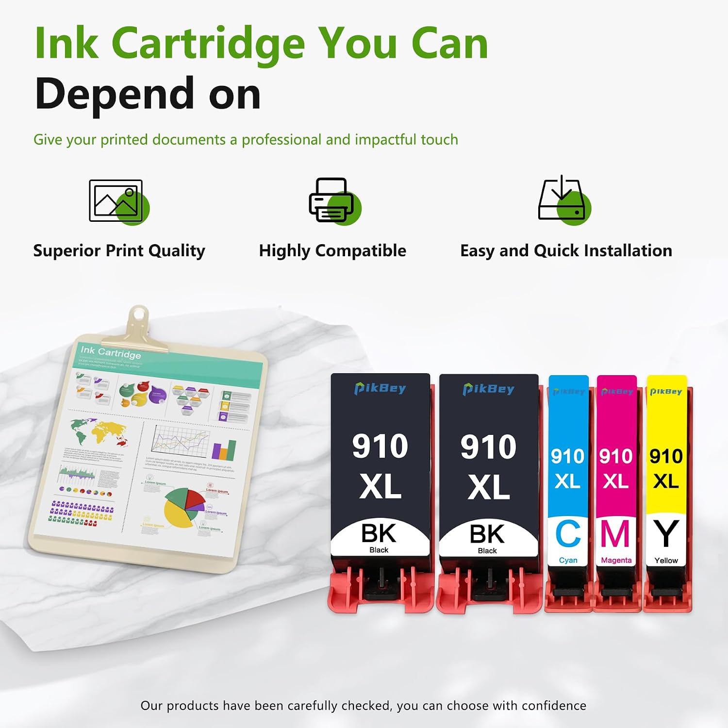 910XL Ink Cartridges Combo Pack (5-Pack, Black/Cyan/Magenta/Yellow) Compatible 910XL 910 Ink Cartridges Replacement for HP OfficeJet 8010 8015 8018 8022 Pro 8020 8025 8028 8030 8035 Printer