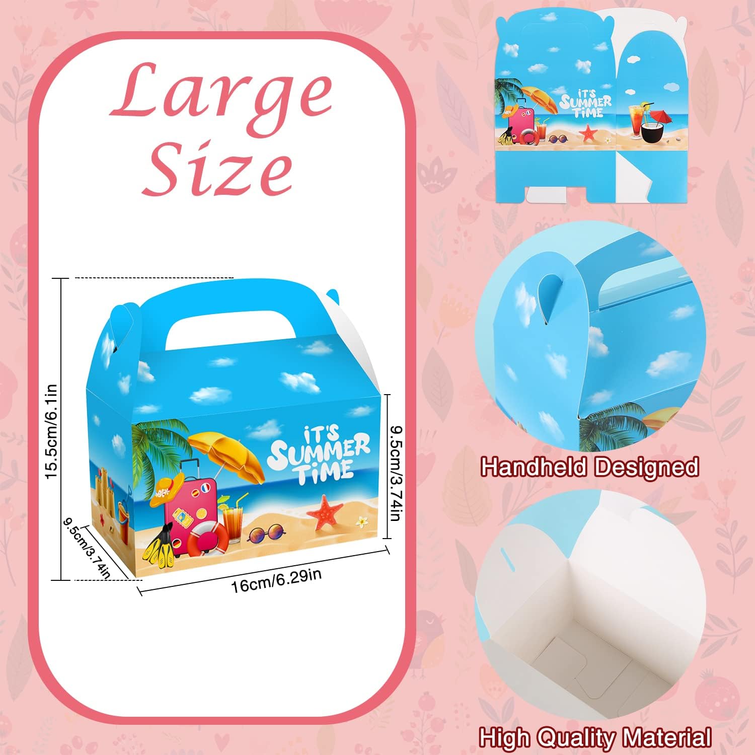 LIYDE 12 PCS Beach Party Favors, Summer Hawaiian Treat Boxes Tropical Theme Pool Decorations Ocean Basket Favors for Home Paper Wrapping Box