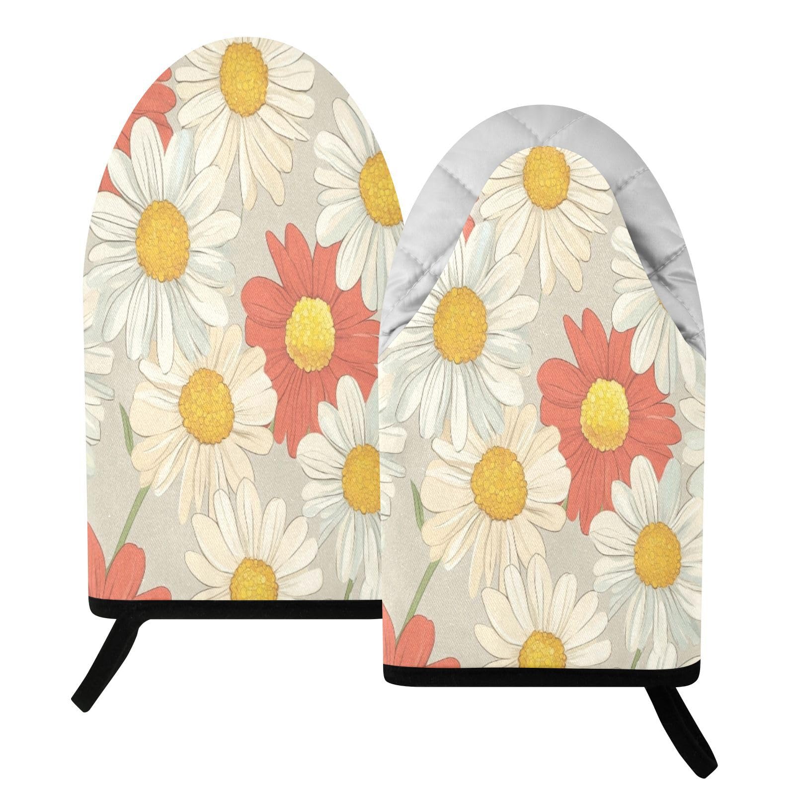 BURSTDDY Daisy Oven Mitt,Heat Resistant Kitchen Mitts for Cooking