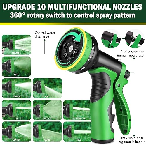 Miniatura 4 de Manguera de jardín expandible de 100 pies, manguera de jardín flexible y ligera con boquilla rociadora de 10 funciones, nueva patentada de 40 capas