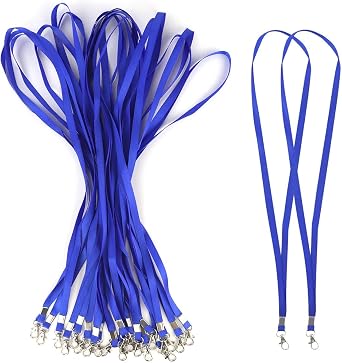 Premium Bulk Navy Blue Lanyards - 17.38 Inch Flat Lanyards with Clip Swivel Hook Detachable Buckle 20 Pack