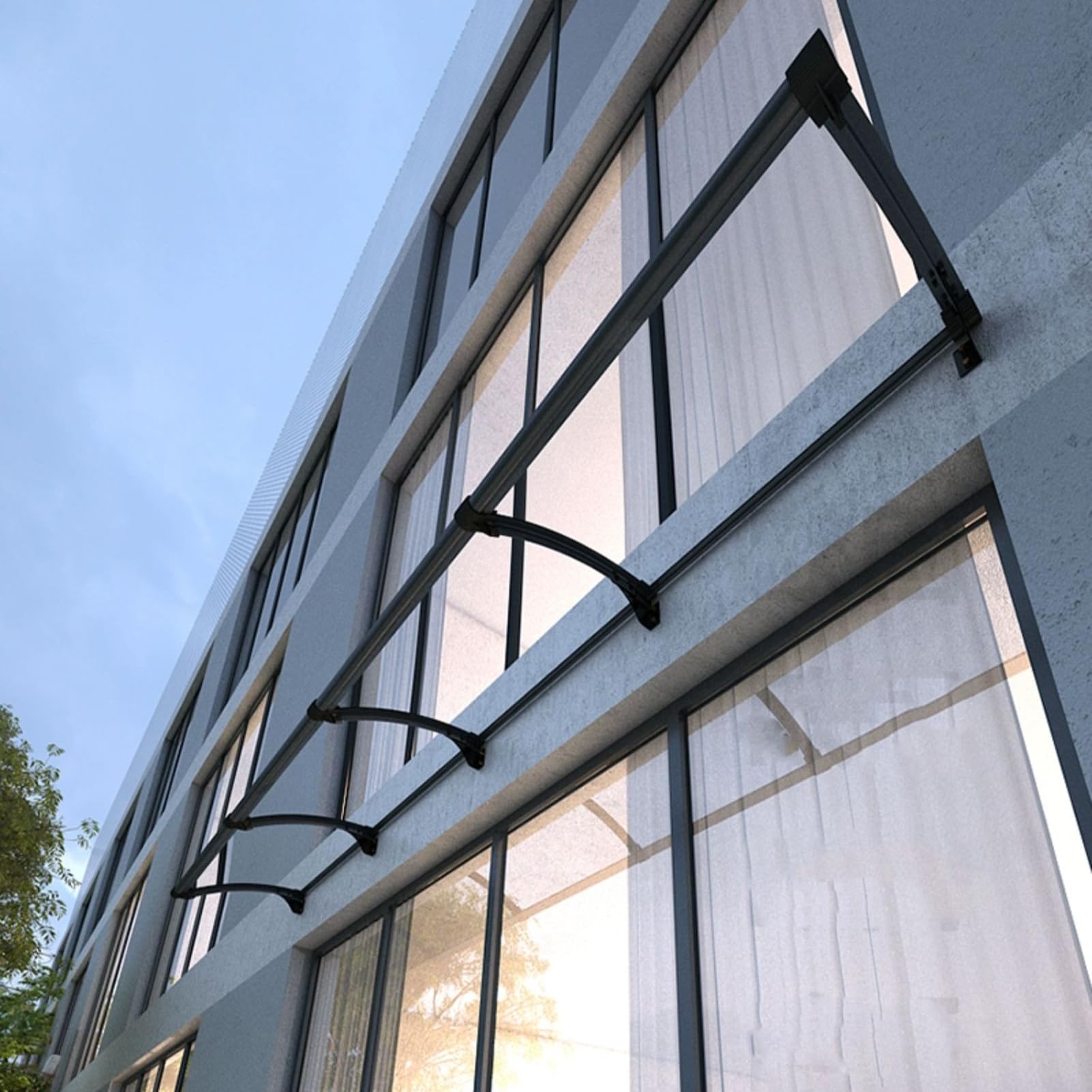 Auvent de porte imperméable anti-UV avec abri de pluie en polycarbonate transparent