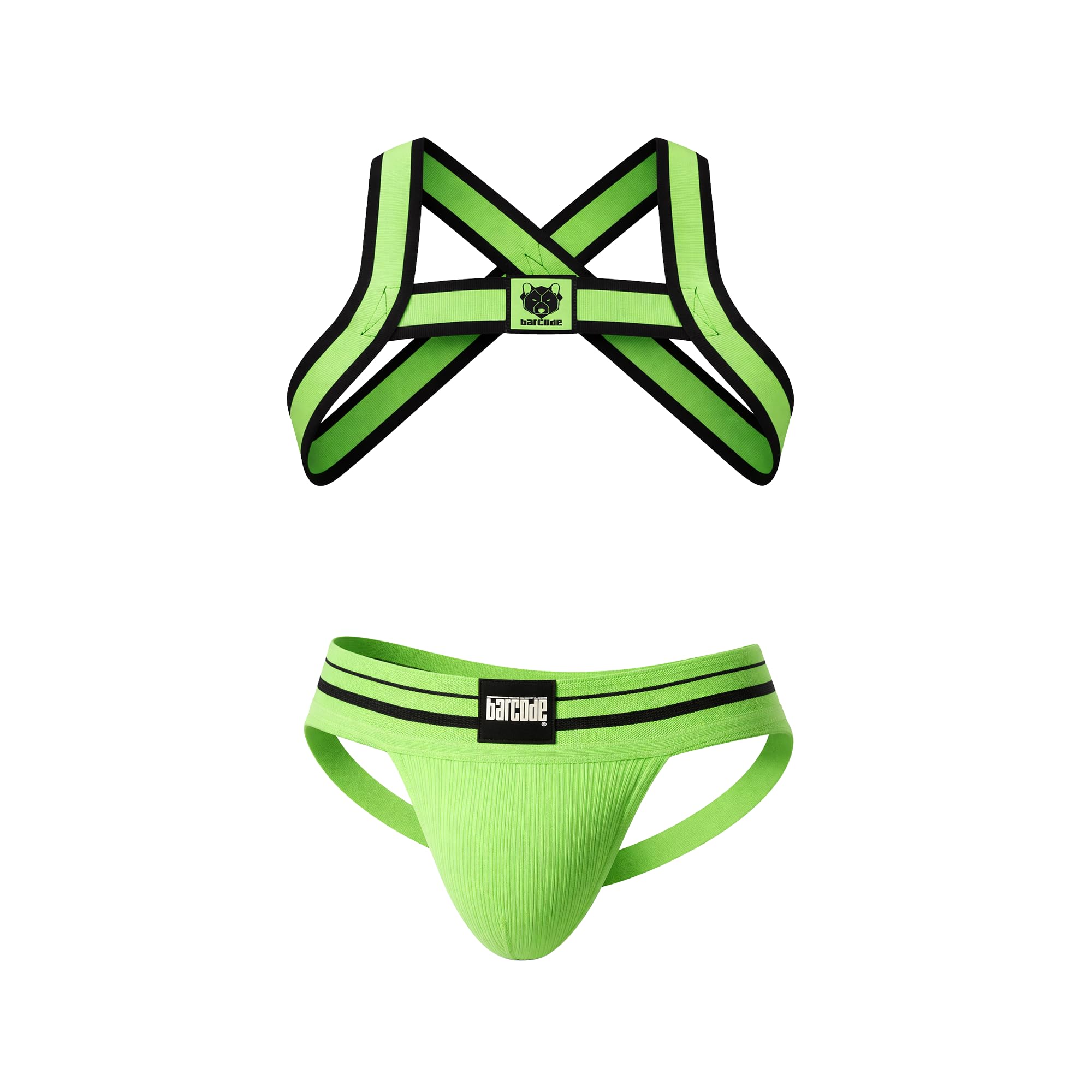 Barcode Berlin Men's Green-Black Underwear Multipack 1X Andreus Jockstrap + 1X Colin Harness - Green - 1 X Size Xl