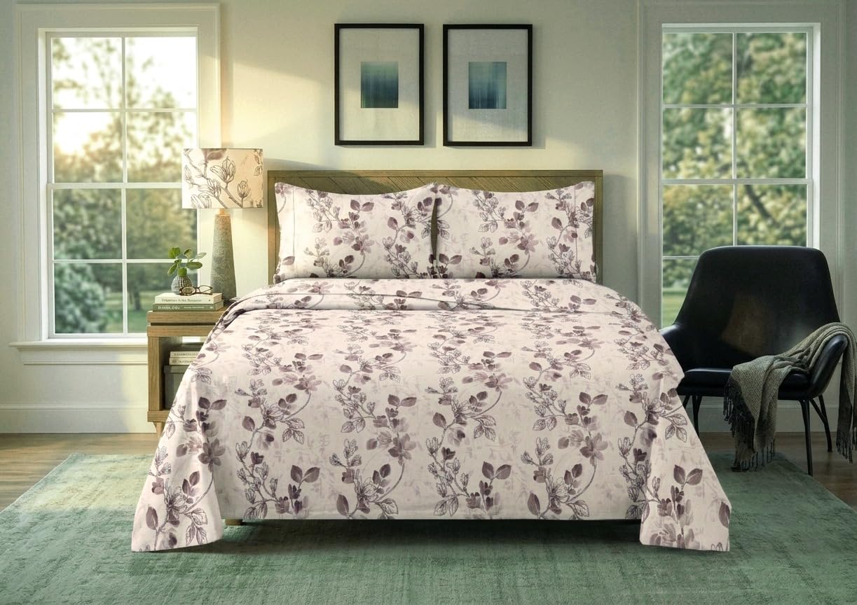 King Size Bedsheet | Flatsheet King Size with Two Pillow Covers | 275x275 cm Pastel Pink-image-42