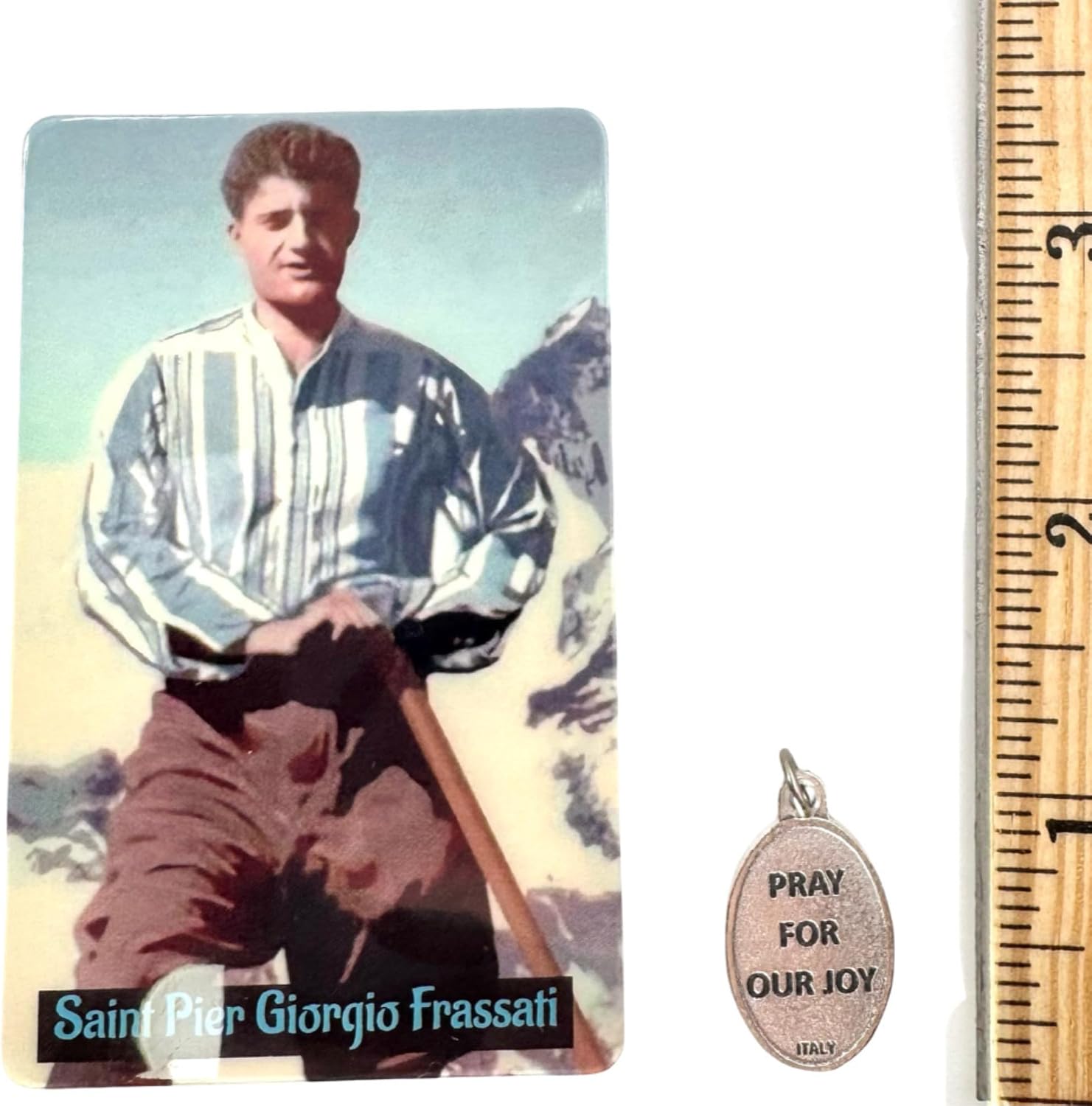 Westmon Works St Pier Giorgio Frassati Medal Set Italian Metal Medallion with New Saint Laminated USA Made Holy Card
