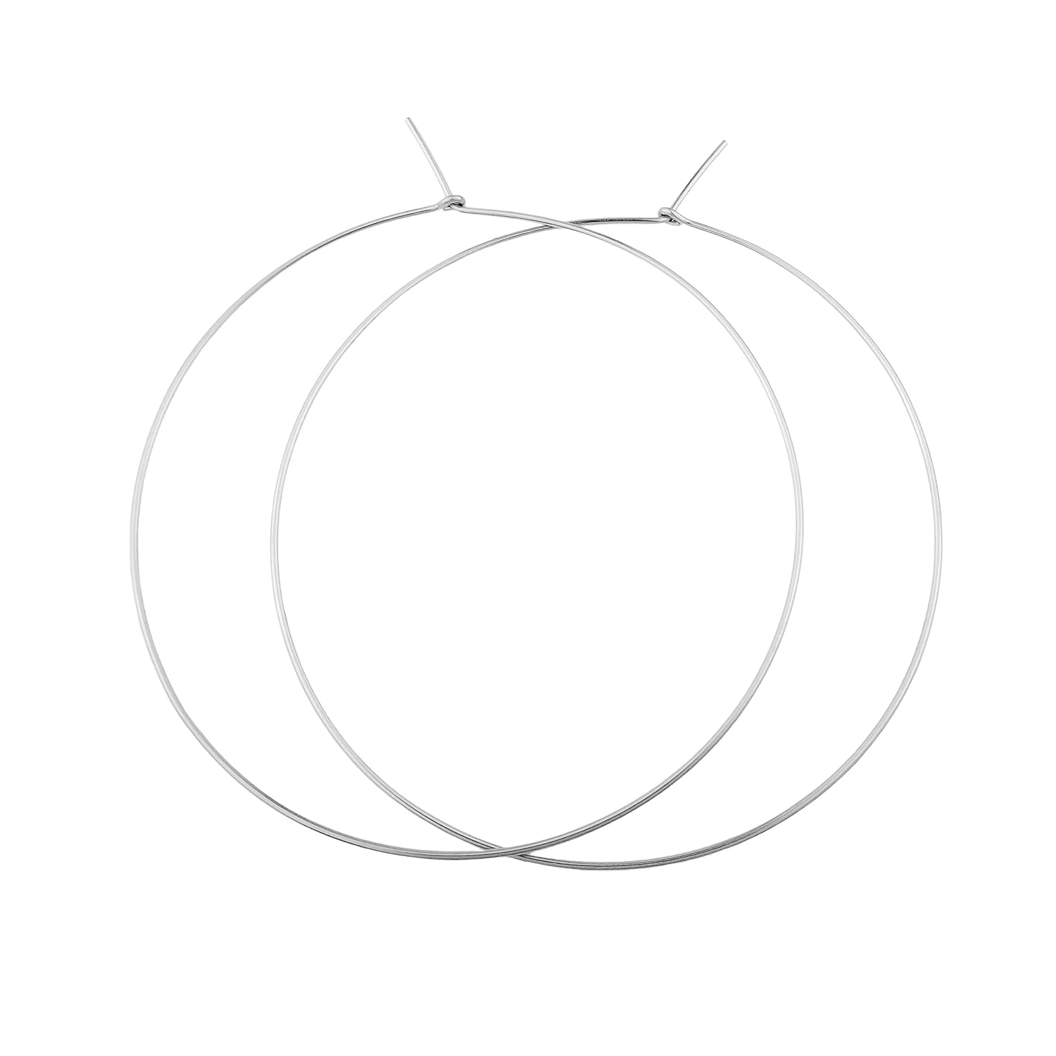 1.5 Inch Thin Medium Sterling Silver Hoop Earrings for Women, Lightweight Minimal Everyday Earrings