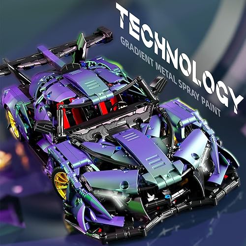 Miniatura 3 de Mesiondy Kit de bloques de construcción de autos de carreras desafiantes para adultos, modelo de automóvil 114, MOC, juguetes de bricolaje para