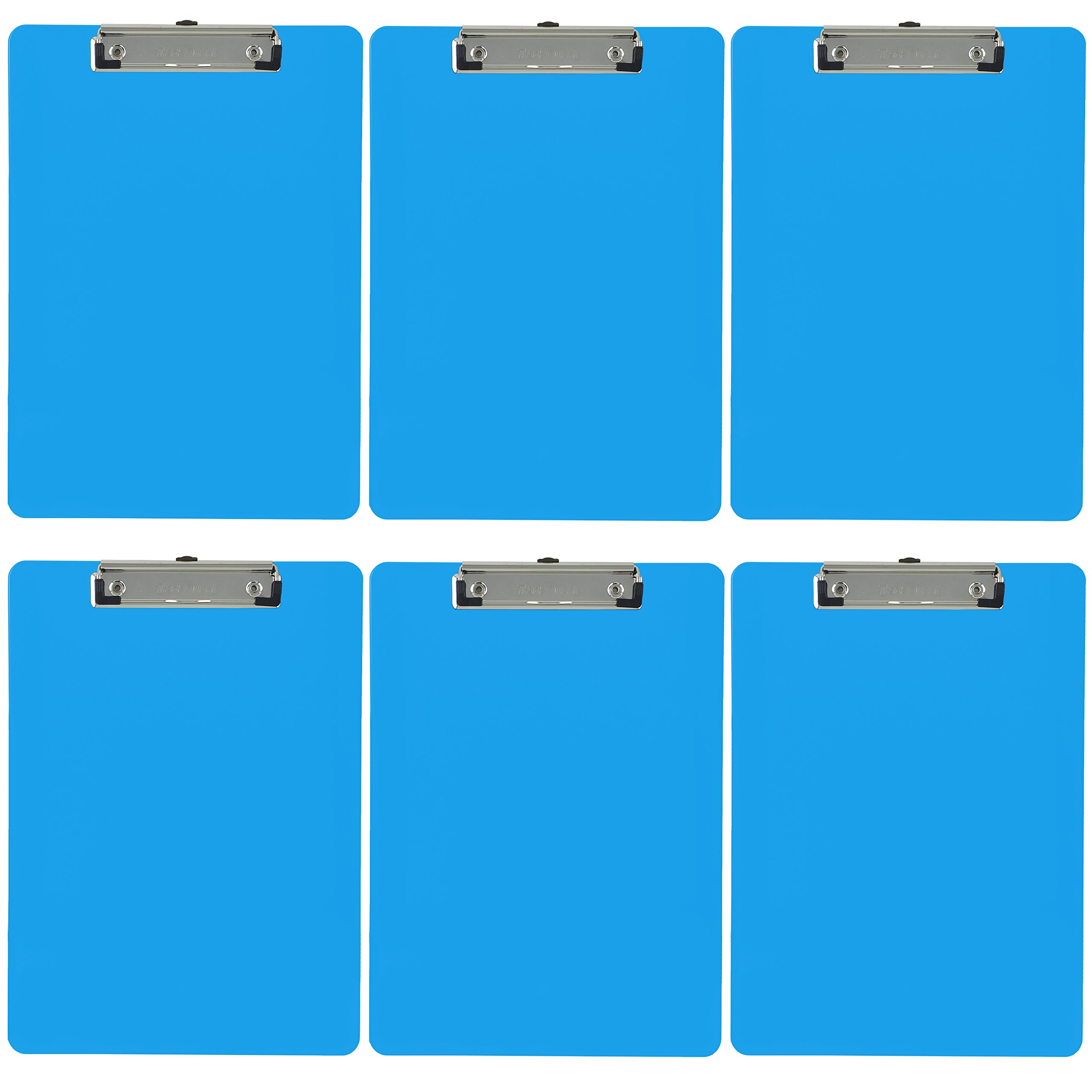 Trade Quest Plastic Clipboard Opaque Color Letter Size Low Profile Clip (Pack of 6) (Light Blue)